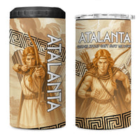 Atalanta Greek Mythology Huntress Archer 4 in 1 Can Cooler Tumbler Ancient Greek Heroine Goddess Vintage Meander Artwork