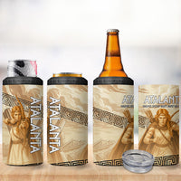 Atalanta Greek Mythology Huntress Archer 4 in 1 Can Cooler Tumbler Ancient Greek Heroine Goddess Vintage Meander Artwork