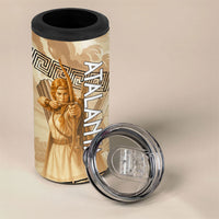 Atalanta Greek Mythology Huntress Archer 4 in 1 Can Cooler Tumbler Ancient Greek Heroine Goddess Vintage Meander Artwork