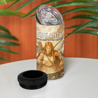 Atalanta Greek Mythology Huntress Archer 4 in 1 Can Cooler Tumbler Ancient Greek Heroine Goddess Vintage Meander Artwork