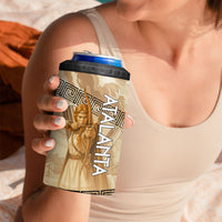 Atalanta Greek Mythology Huntress Archer 4 in 1 Can Cooler Tumbler Ancient Greek Heroine Goddess Vintage Meander Artwork