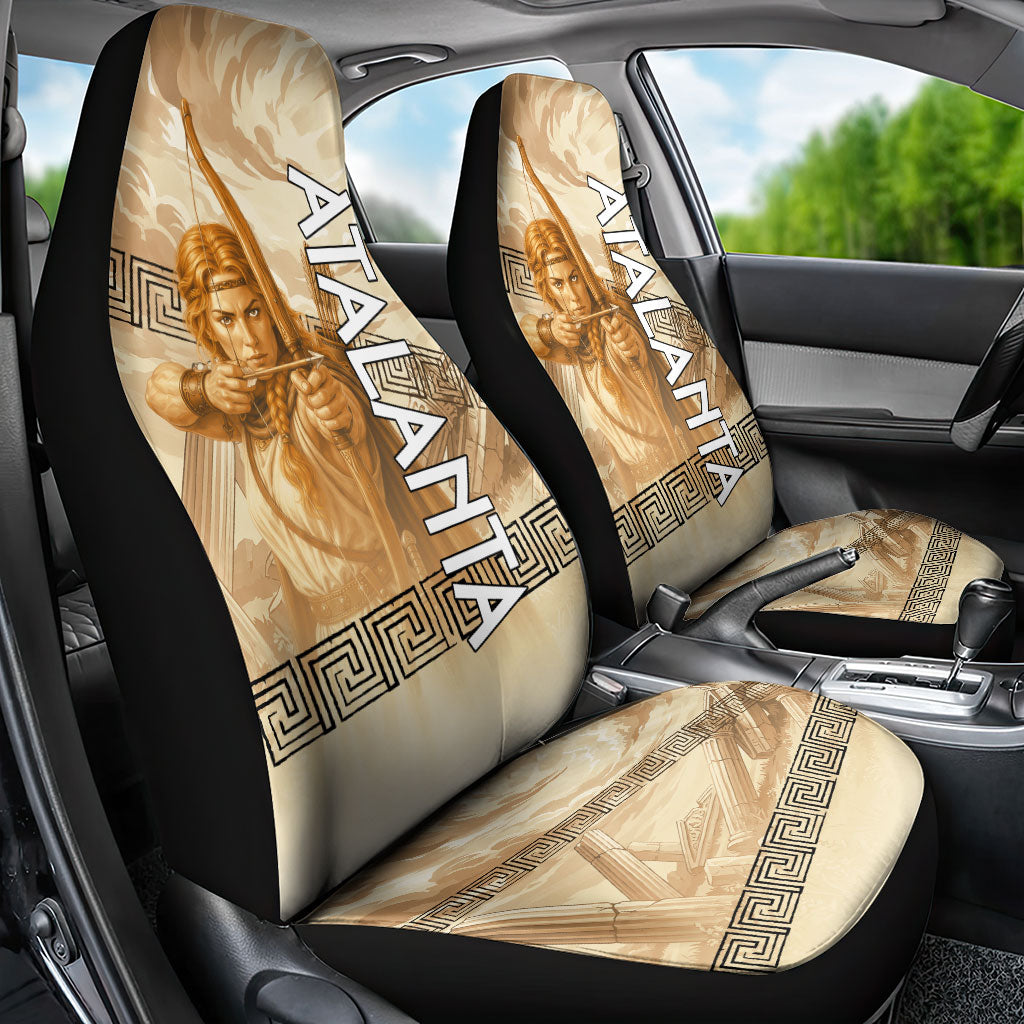 Atalanta Greek Mythology Huntress Archer Car Seat Cover Ancient Greek Heroine Goddess Vintage Meander Artwork