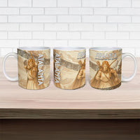 Atalanta Greek Mythology Huntress Archer Ceramic Mug Ancient Greek Heroine Goddess Vintage Meander Artwork
