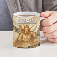 Atalanta Greek Mythology Huntress Archer Ceramic Mug Ancient Greek Heroine Goddess Vintage Meander Artwork