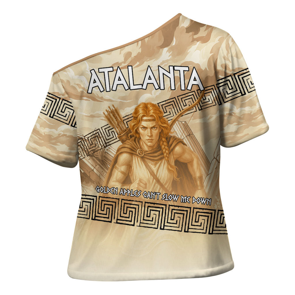 Atalanta Greek Mythology Huntress Archer Cross Shoulder Shirt Ancient Greek Heroine Goddess Vintage Meander Artwork