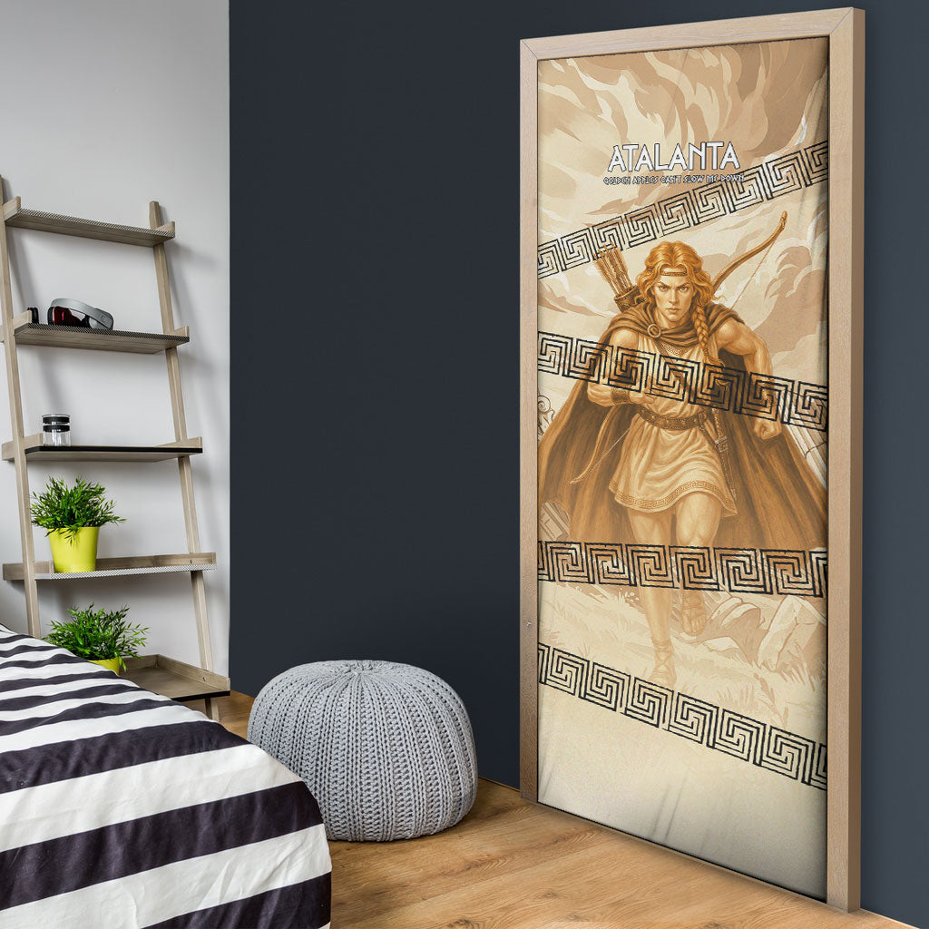 Atalanta Greek Mythology Huntress Archer Door Cover Ancient Greek Heroine Goddess Vintage Meander Artwork