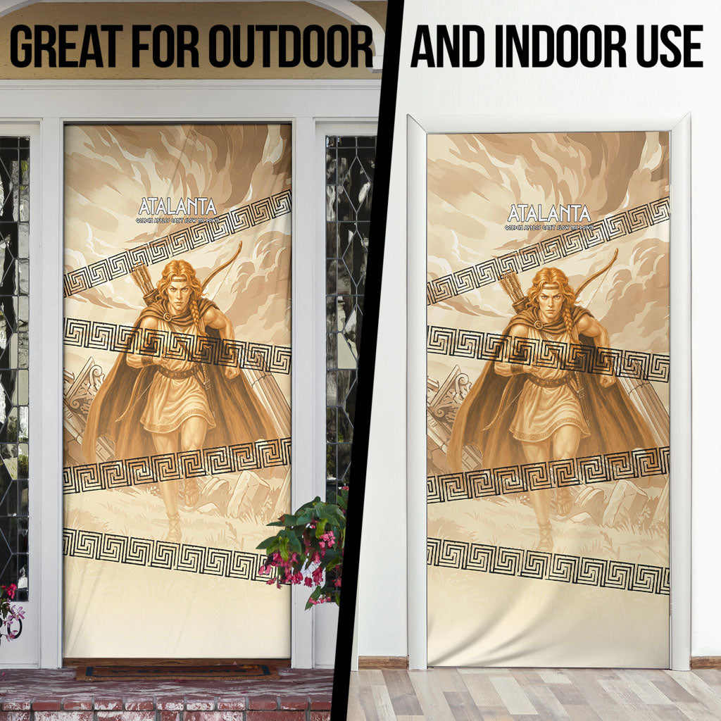 Atalanta Greek Mythology Huntress Archer Door Cover Ancient Greek Heroine Goddess Vintage Meander Artwork