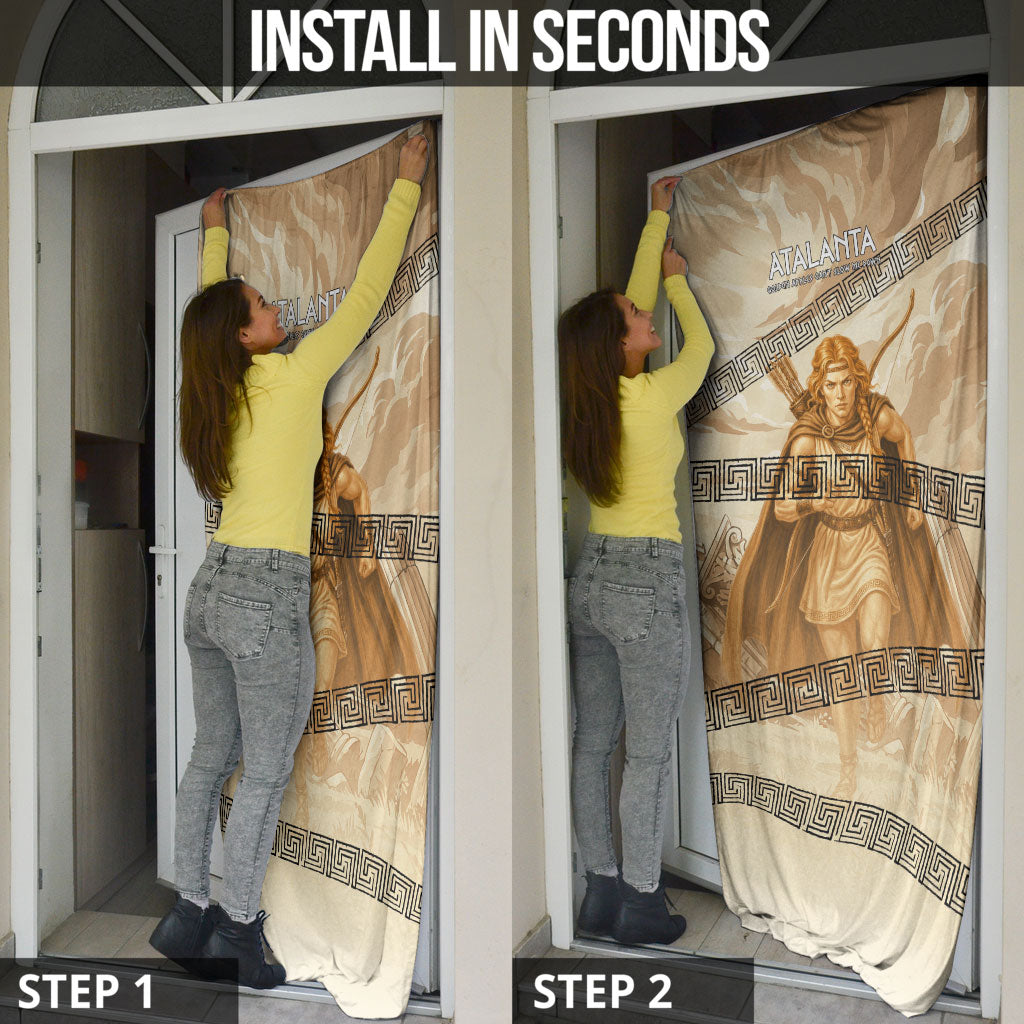 Atalanta Greek Mythology Huntress Archer Door Cover Ancient Greek Heroine Goddess Vintage Meander Artwork