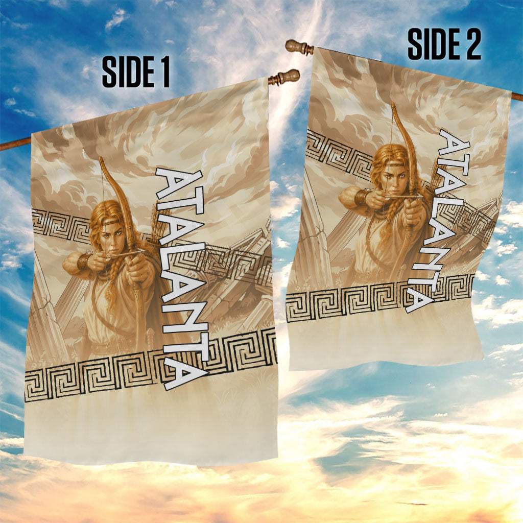 Atalanta Greek Mythology Huntress Archer Garden Flag Ancient Greek Heroine Goddess Vintage Meander Artwork