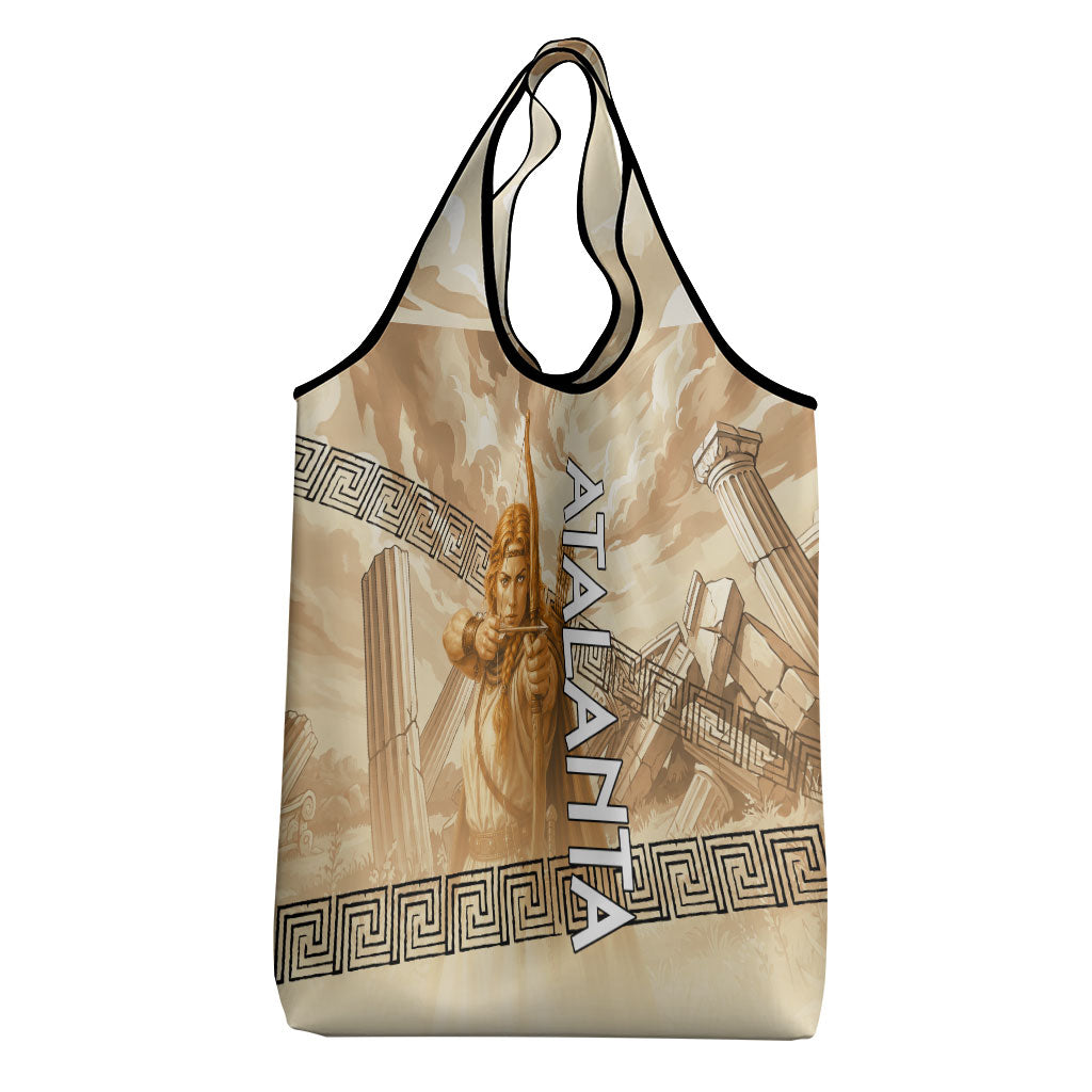 Atalanta Greek Mythology Huntress Archer Grocery Bag Ancient Greek Heroine Goddess Vintage Meander Artwork