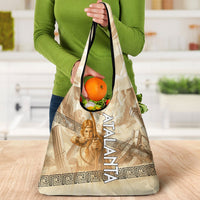 Atalanta Greek Mythology Huntress Archer Grocery Bag Ancient Greek Heroine Goddess Vintage Meander Artwork
