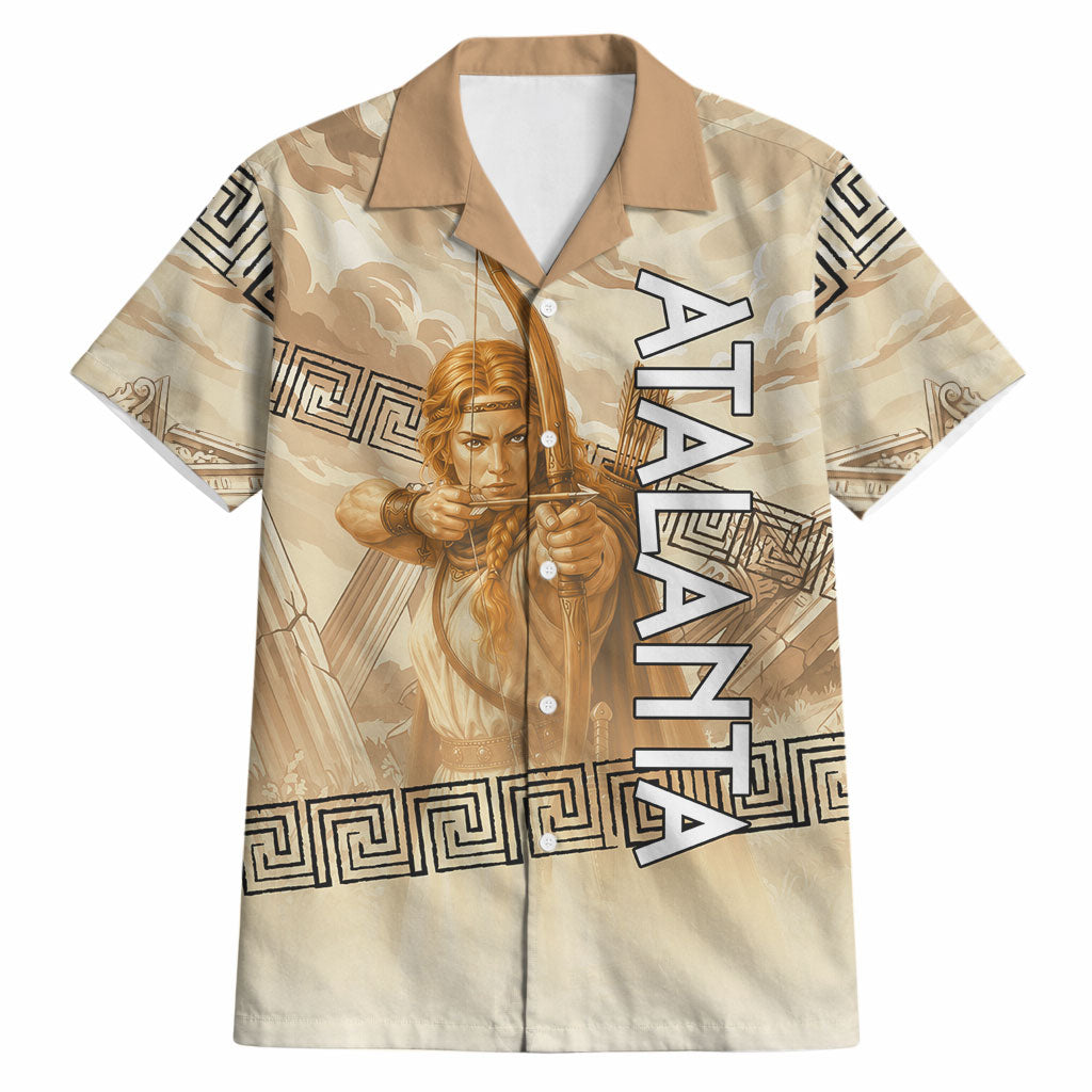 Atalanta Greek Mythology Huntress Archer Hawaiian Shirt Ancient Greek Heroine Goddess Vintage Meander Artwork