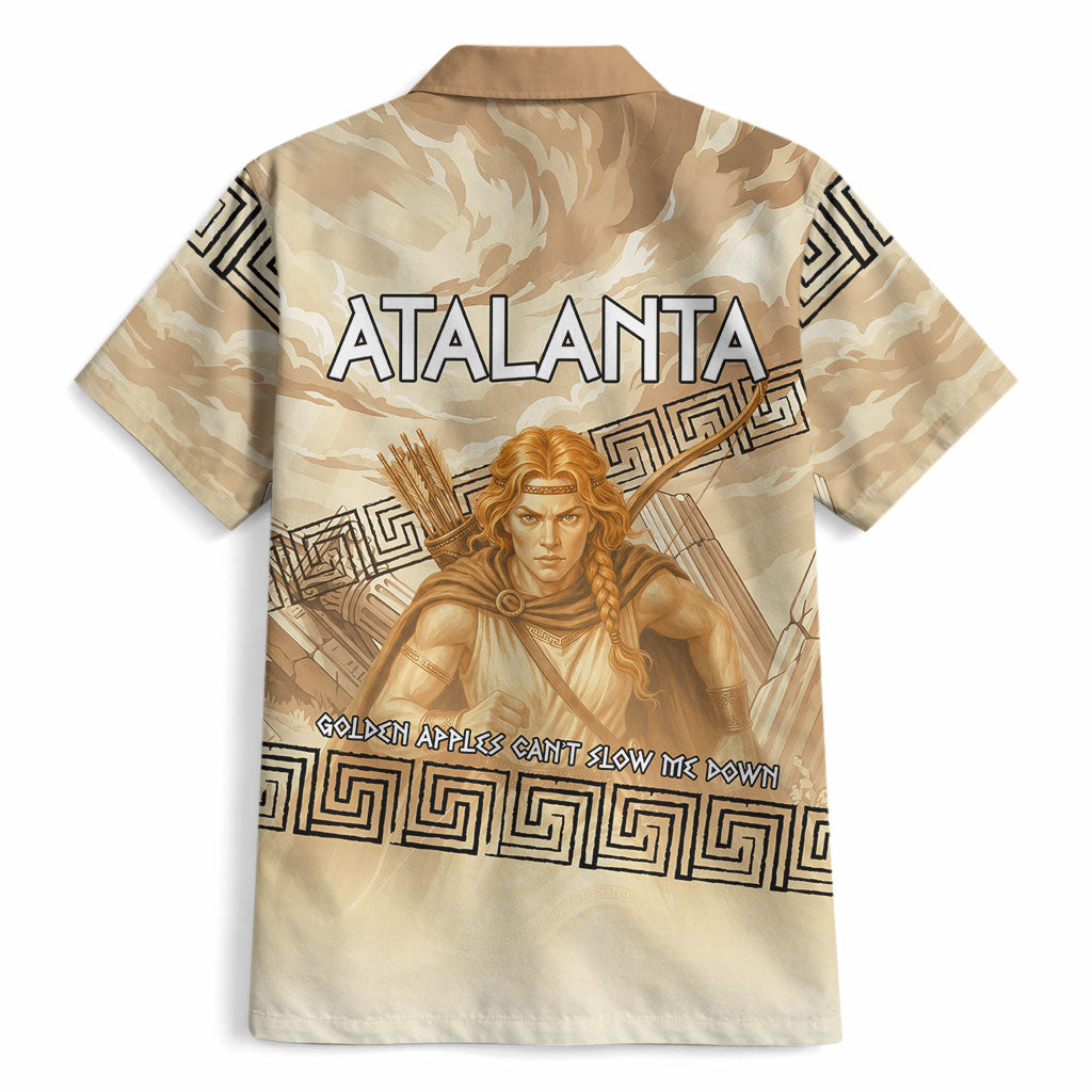 Atalanta Greek Mythology Huntress Archer Hawaiian Shirt Ancient Greek Heroine Goddess Vintage Meander Artwork