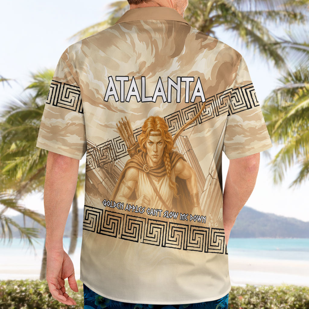 Atalanta Greek Mythology Huntress Archer Hawaiian Shirt Ancient Greek Heroine Goddess Vintage Meander Artwork