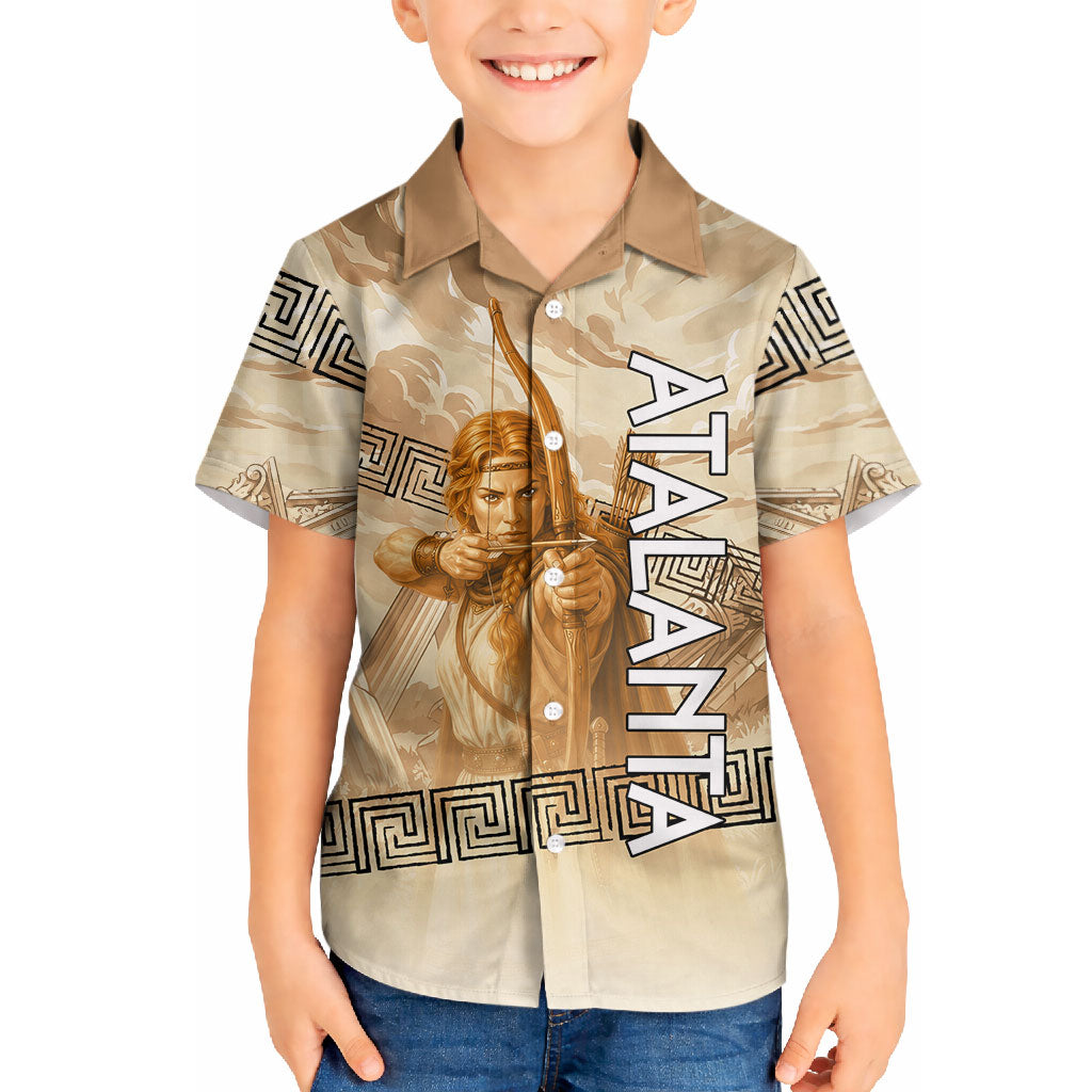 Atalanta Greek Mythology Huntress Archer Hawaiian Shirt Ancient Greek Heroine Goddess Vintage Meander Artwork