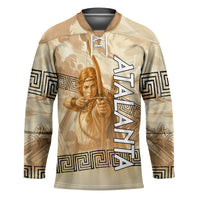 Atalanta Greek Mythology Huntress Archer Hockey Jersey Ancient Greek Heroine Goddess Vintage Meander Artwork