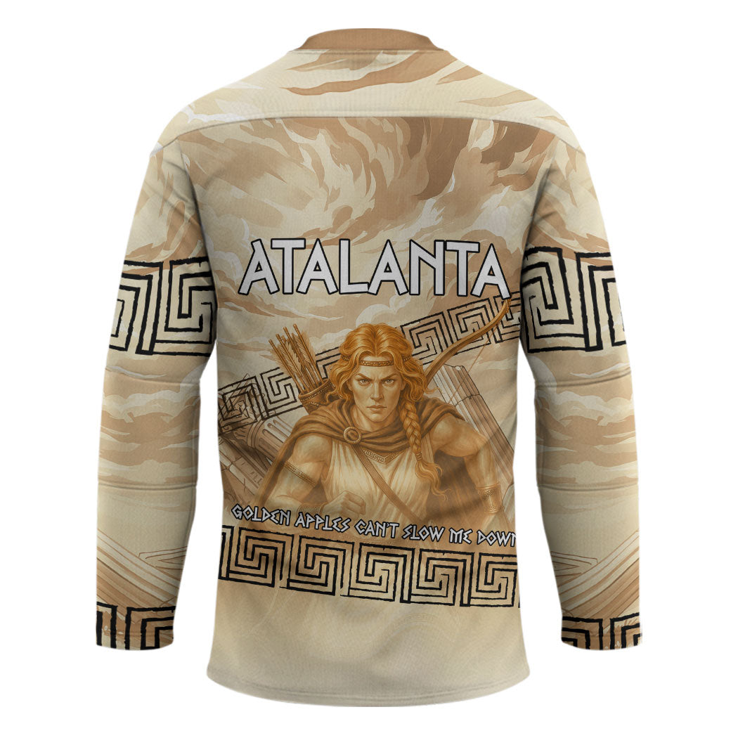 Atalanta Greek Mythology Huntress Archer Hockey Jersey Ancient Greek Heroine Goddess Vintage Meander Artwork