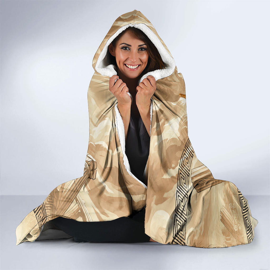 Atalanta Greek Mythology Huntress Archer Hooded Blanket Ancient Greek Heroine Goddess Vintage Meander Artwork