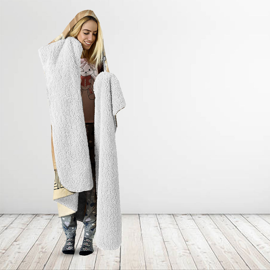 Atalanta Greek Mythology Huntress Archer Hooded Blanket Ancient Greek Heroine Goddess Vintage Meander Artwork