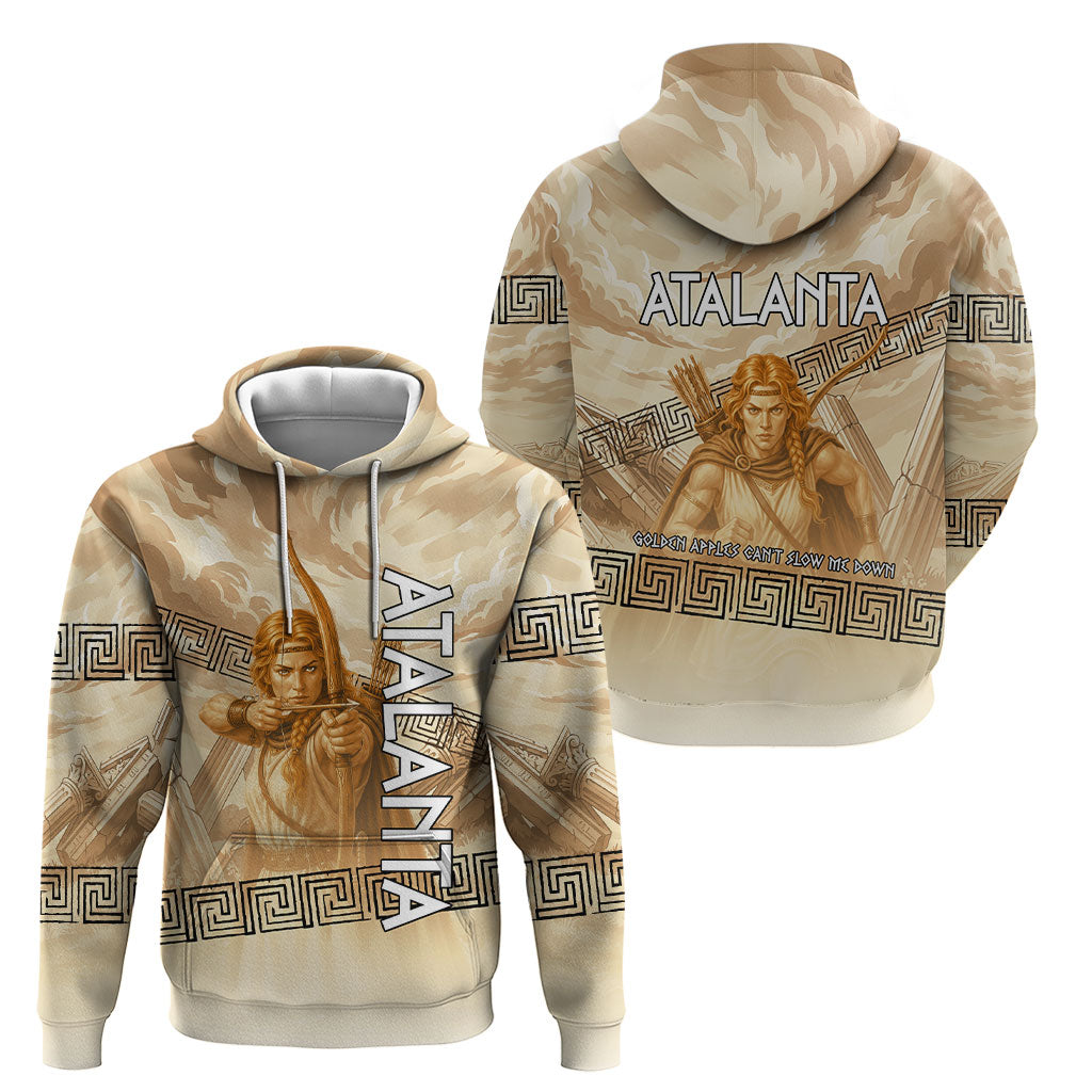 Atalanta Greek Mythology Huntress Archer Hoodie Ancient Greek Heroine Goddess Vintage Meander Artwork