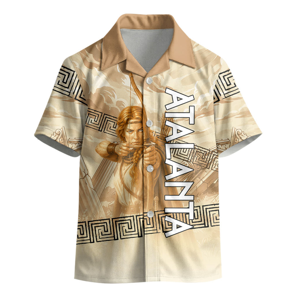 Atalanta Greek Mythology Huntress Archer Kid Hawaiian Shirt Ancient Greek Heroine Goddess Vintage Meander Artwork