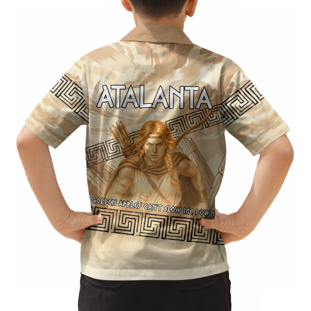 Atalanta Greek Mythology Huntress Archer Kid Hawaiian Shirt Ancient Greek Heroine Goddess Vintage Meander Artwork