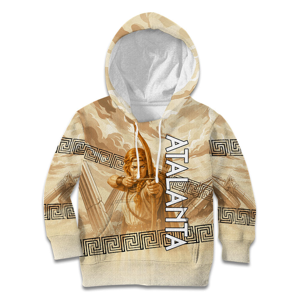 Atalanta Greek Mythology Huntress Archer Kid Hoodie Ancient Greek Heroine Goddess Vintage Meander Artwork