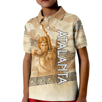 Atalanta Greek Mythology Huntress Archer Kid Polo Shirt Ancient Greek Heroine Goddess Vintage Meander Artwork