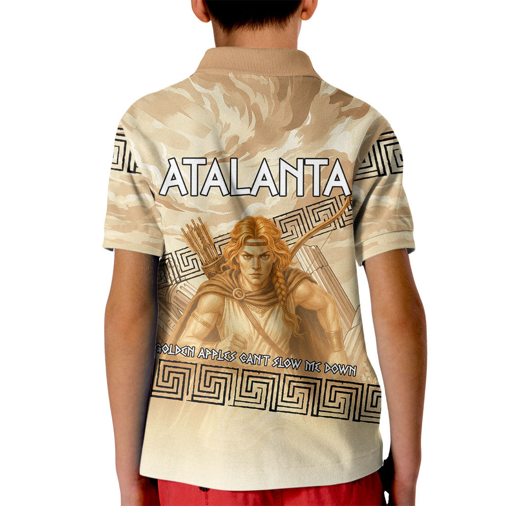 Atalanta Greek Mythology Huntress Archer Kid Polo Shirt Ancient Greek Heroine Goddess Vintage Meander Artwork