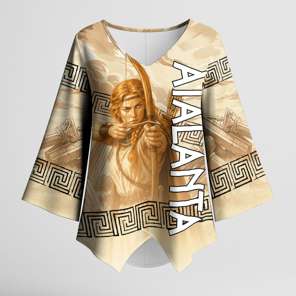 Atalanta Greek Mythology Huntress Archer Kimono Sleeve Blouse Ancient Greek Heroine Goddess Vintage Meander Artwork