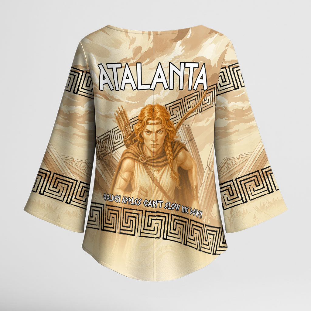 Atalanta Greek Mythology Huntress Archer Kimono Sleeve Blouse Ancient Greek Heroine Goddess Vintage Meander Artwork