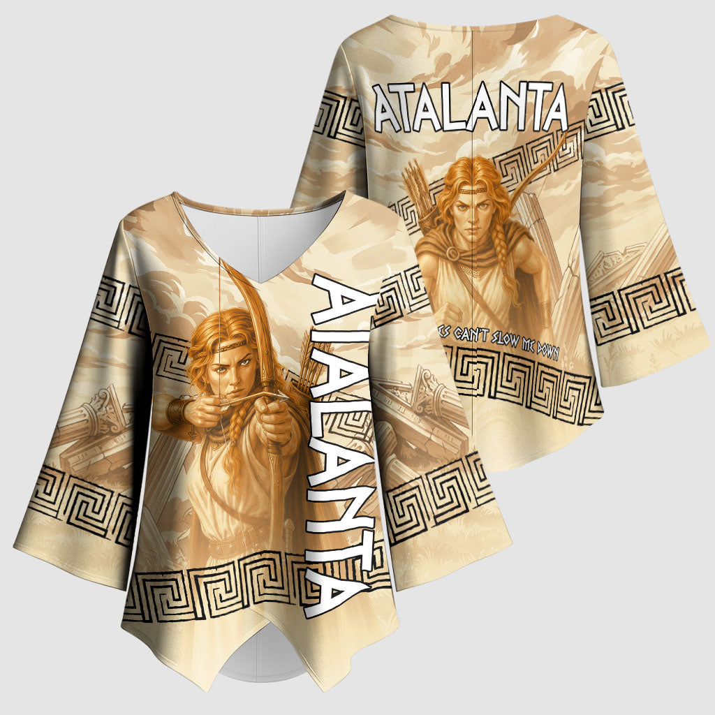 Atalanta Greek Mythology Huntress Archer Kimono Sleeve Blouse Ancient Greek Heroine Goddess Vintage Meander Artwork