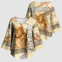 Atalanta Greek Mythology Huntress Archer Kimono Sleeve Blouse Ancient Greek Heroine Goddess Vintage Meander Artwork