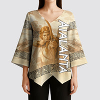 Atalanta Greek Mythology Huntress Archer Kimono Sleeve Blouse Ancient Greek Heroine Goddess Vintage Meander Artwork