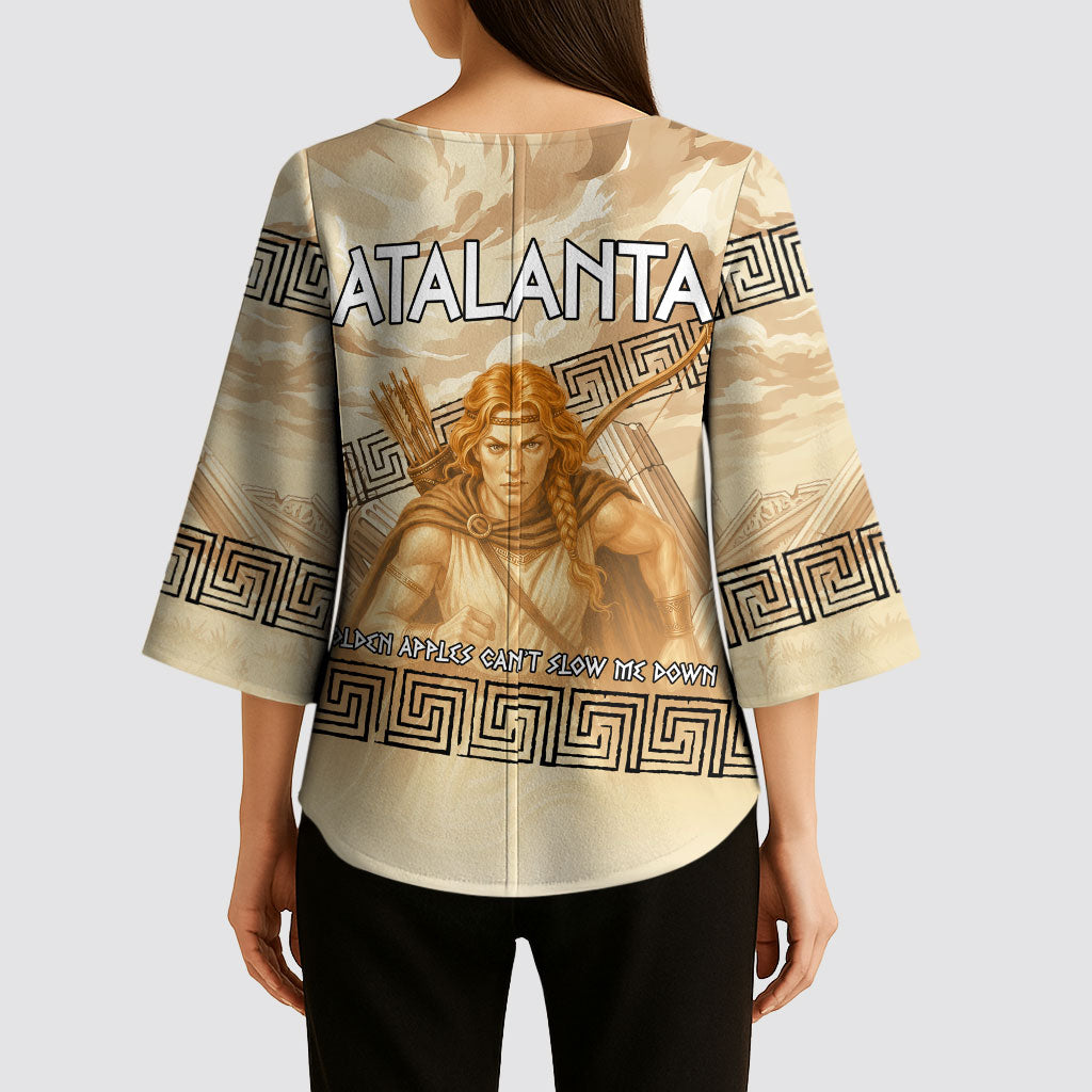 Atalanta Greek Mythology Huntress Archer Kimono Sleeve Blouse Ancient Greek Heroine Goddess Vintage Meander Artwork