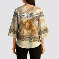 Atalanta Greek Mythology Huntress Archer Kimono Sleeve Blouse Ancient Greek Heroine Goddess Vintage Meander Artwork
