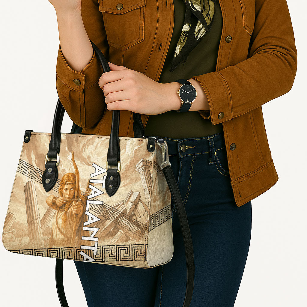 Atalanta Greek Mythology Huntress Archer Leather Bag Ancient Greek Heroine Goddess Vintage Meander Artwork