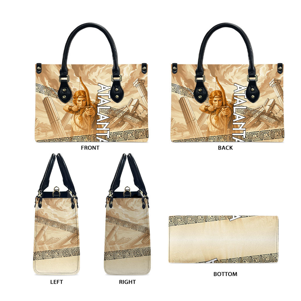 Atalanta Greek Mythology Huntress Archer Leather Bag Ancient Greek Heroine Goddess Vintage Meander Artwork
