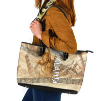 Atalanta Greek Mythology Huntress Archer Leather Tote Bag Ancient Greek Heroine Goddess Vintage Meander Artwork