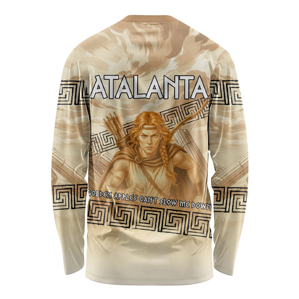 Atalanta Greek Mythology Huntress Archer Long Sleeve Shirt Ancient Greek Heroine Goddess Vintage Meander Artwork