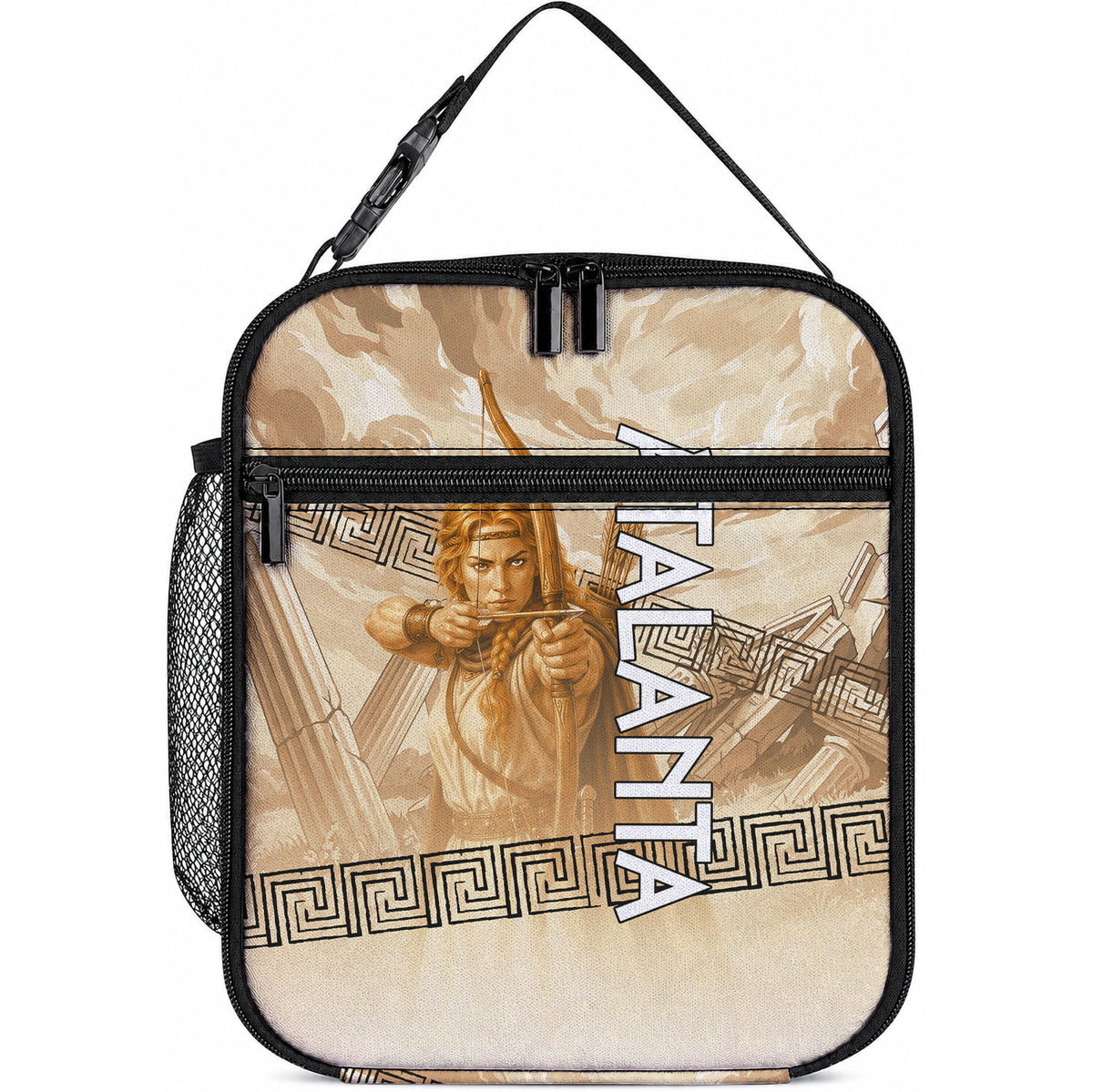 Atalanta Greek Mythology Huntress Archer Lunch Bag Ancient Greek Heroine Goddess Vintage Meander Artwork