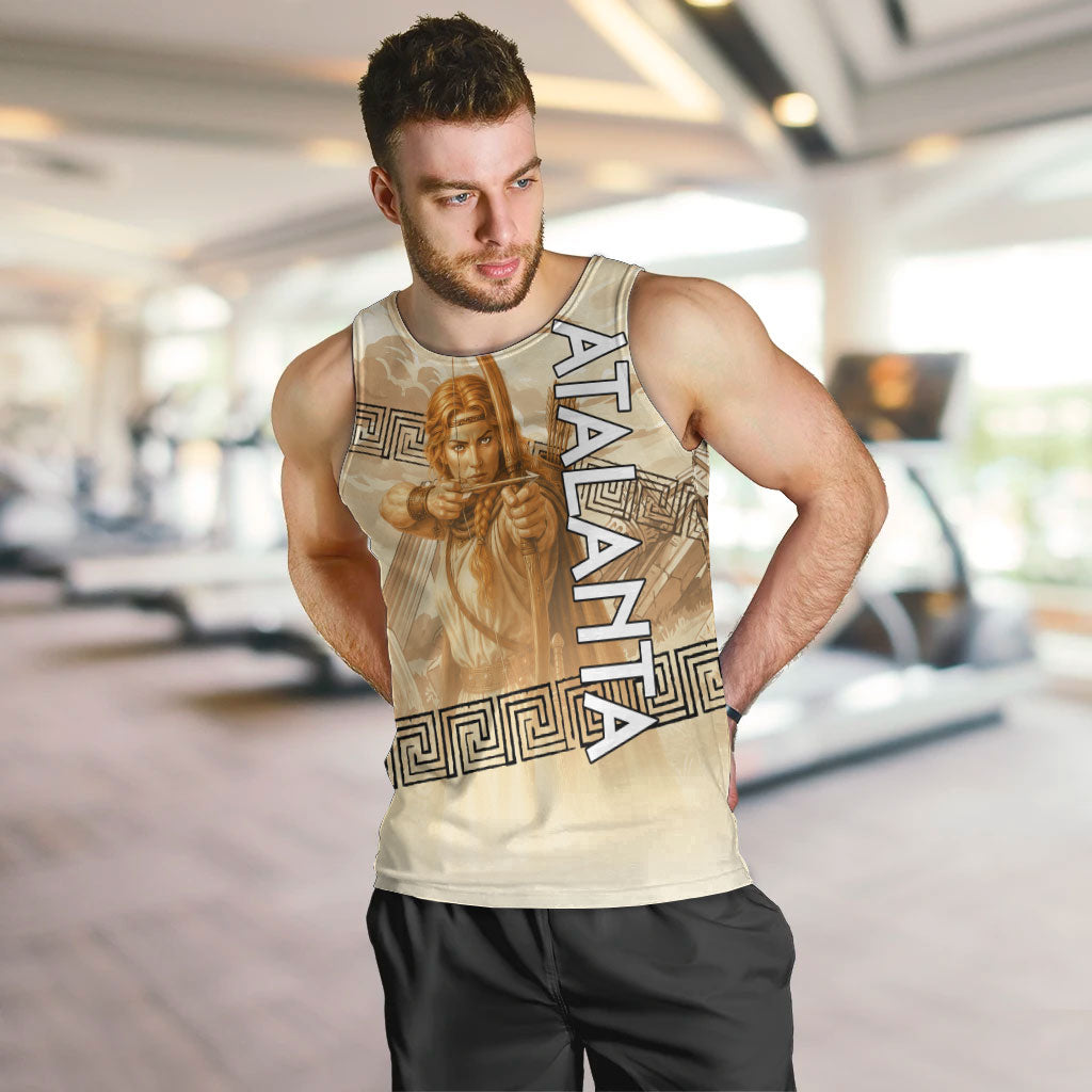 Atalanta Greek Mythology Huntress Archer Men Tank Top Ancient Greek Heroine Goddess Vintage Meander Artwork