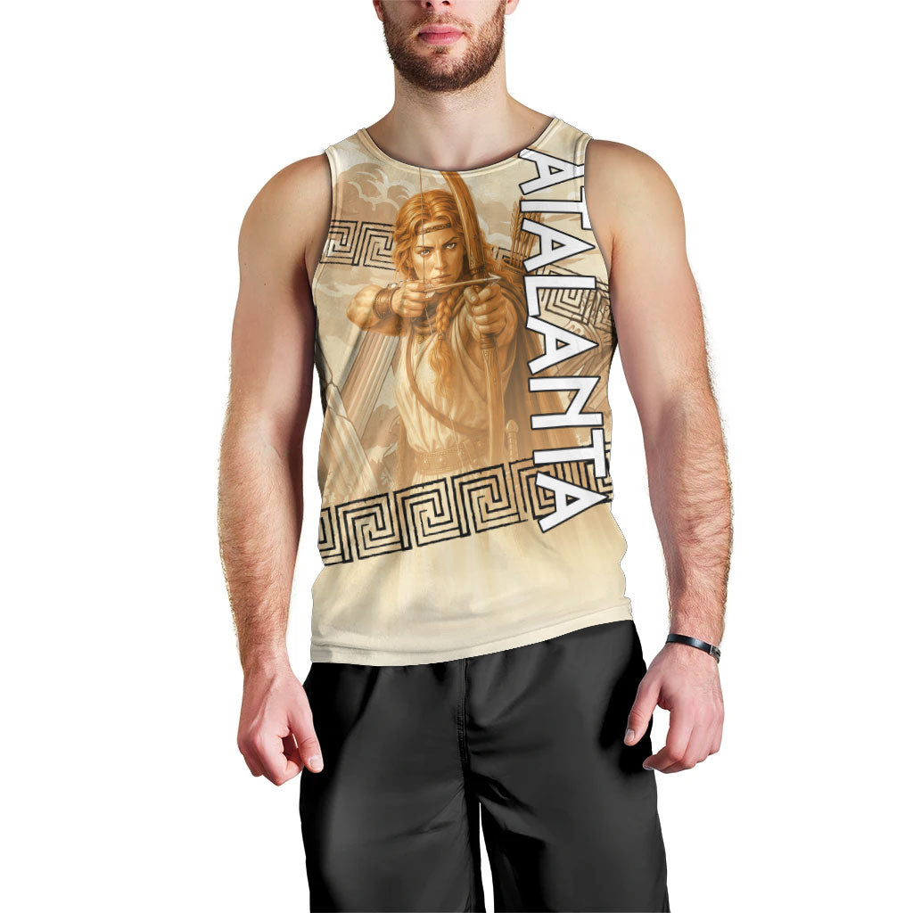 Atalanta Greek Mythology Huntress Archer Men Tank Top Ancient Greek Heroine Goddess Vintage Meander Artwork