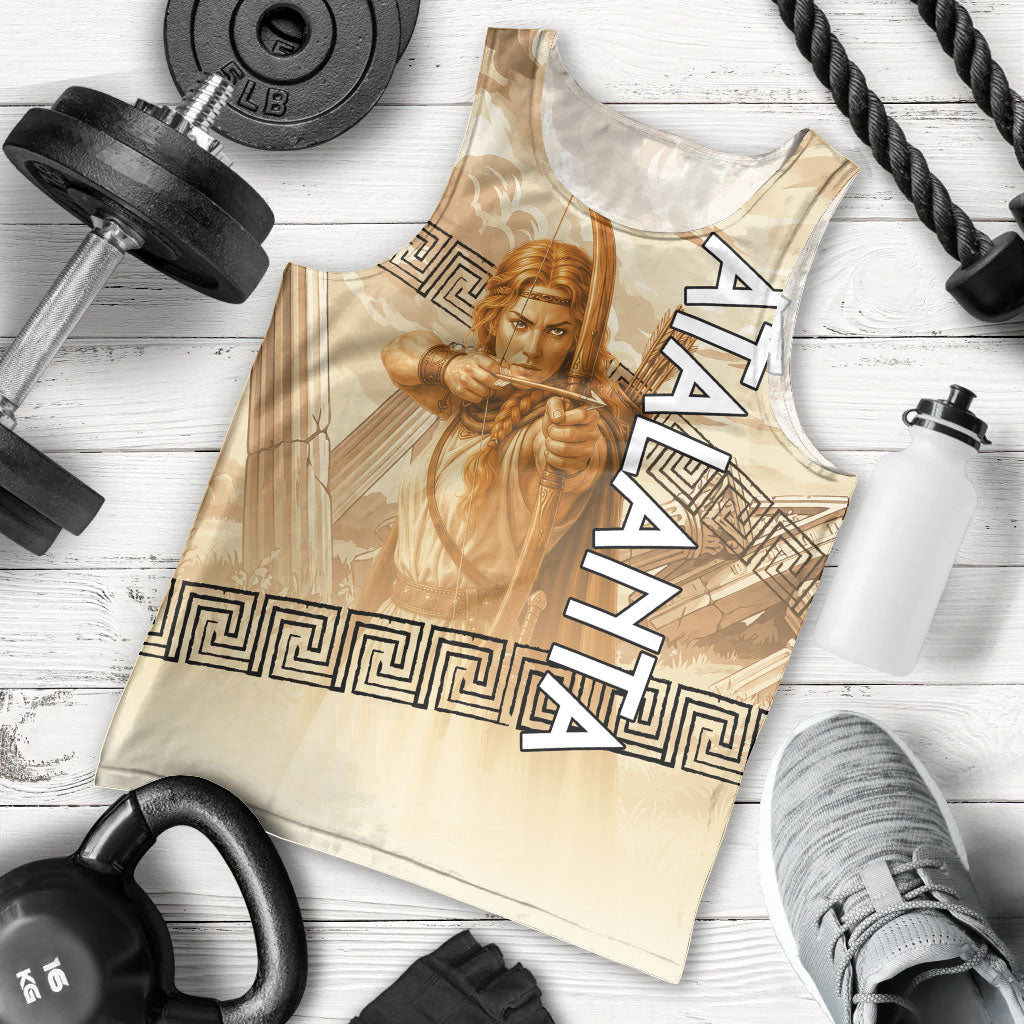 Atalanta Greek Mythology Huntress Archer Men Tank Top Ancient Greek Heroine Goddess Vintage Meander Artwork