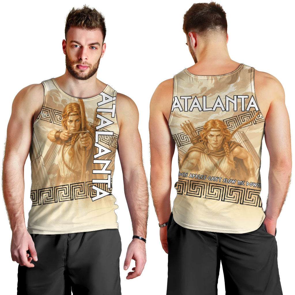 Atalanta Greek Mythology Huntress Archer Men Tank Top Ancient Greek Heroine Goddess Vintage Meander Artwork