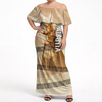 Atalanta Greek Mythology Huntress Archer Off Shoulder Maxi Dress Ancient Greek Heroine Goddess Vintage Meander Artwork