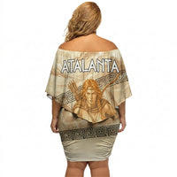 Atalanta Greek Mythology Huntress Archer Off Shoulder Short Dress Ancient Greek Heroine Goddess Vintage Meander Artwork