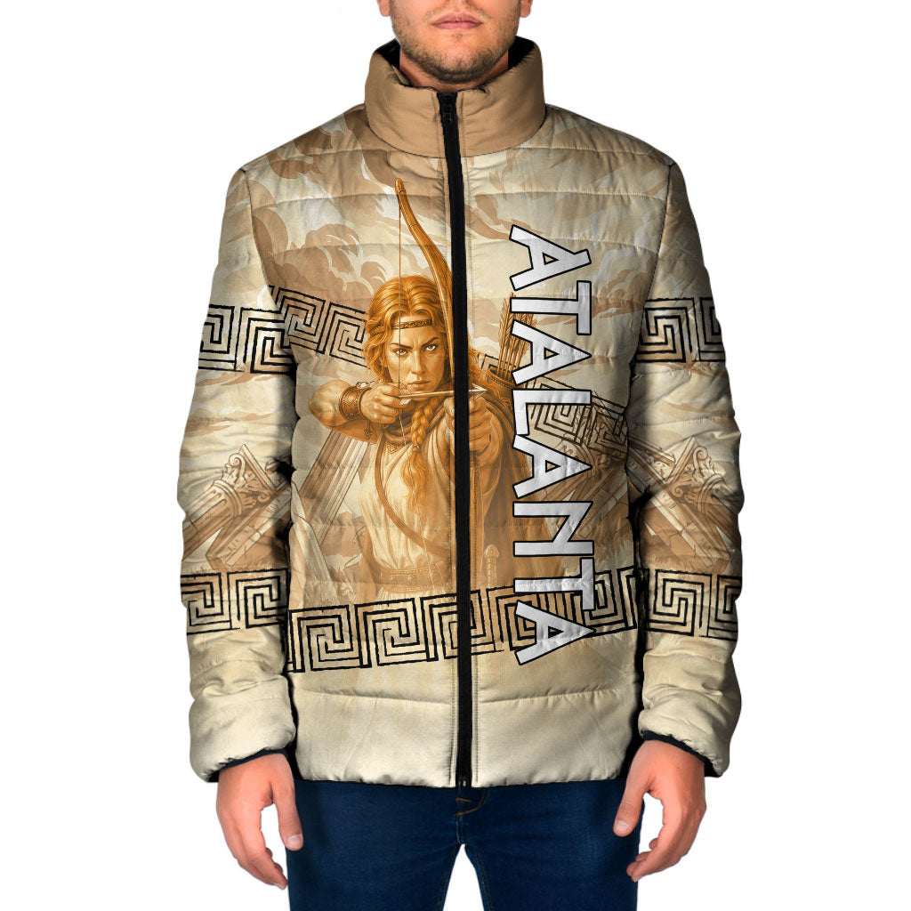 Atalanta Greek Mythology Huntress Archer Padded Jacket Ancient Greek Heroine Goddess Vintage Meander Artwork