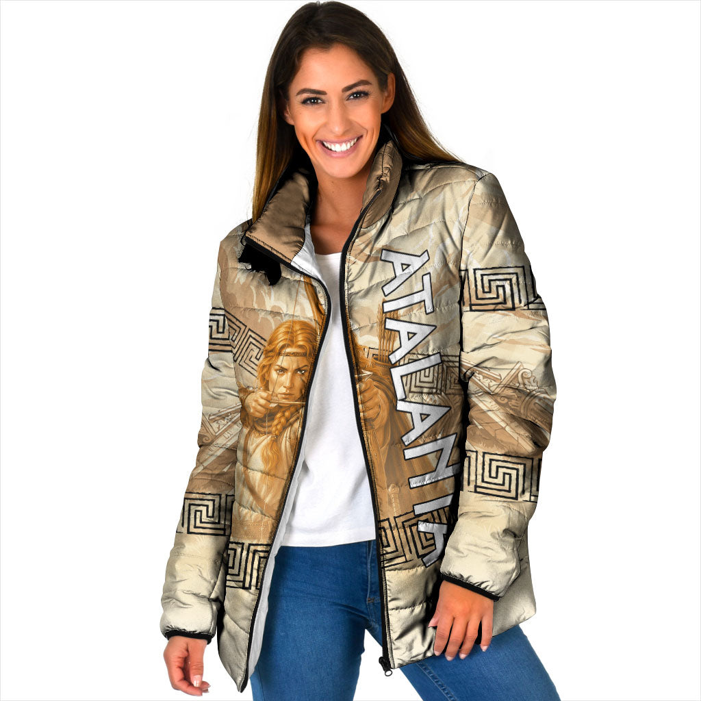 Atalanta Greek Mythology Huntress Archer Padded Jacket Ancient Greek Heroine Goddess Vintage Meander Artwork