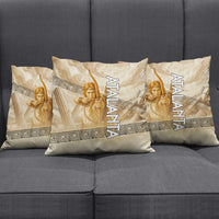 Atalanta Greek Mythology Huntress Archer Pillow Cover Ancient Greek Heroine Goddess Vintage Meander Artwork